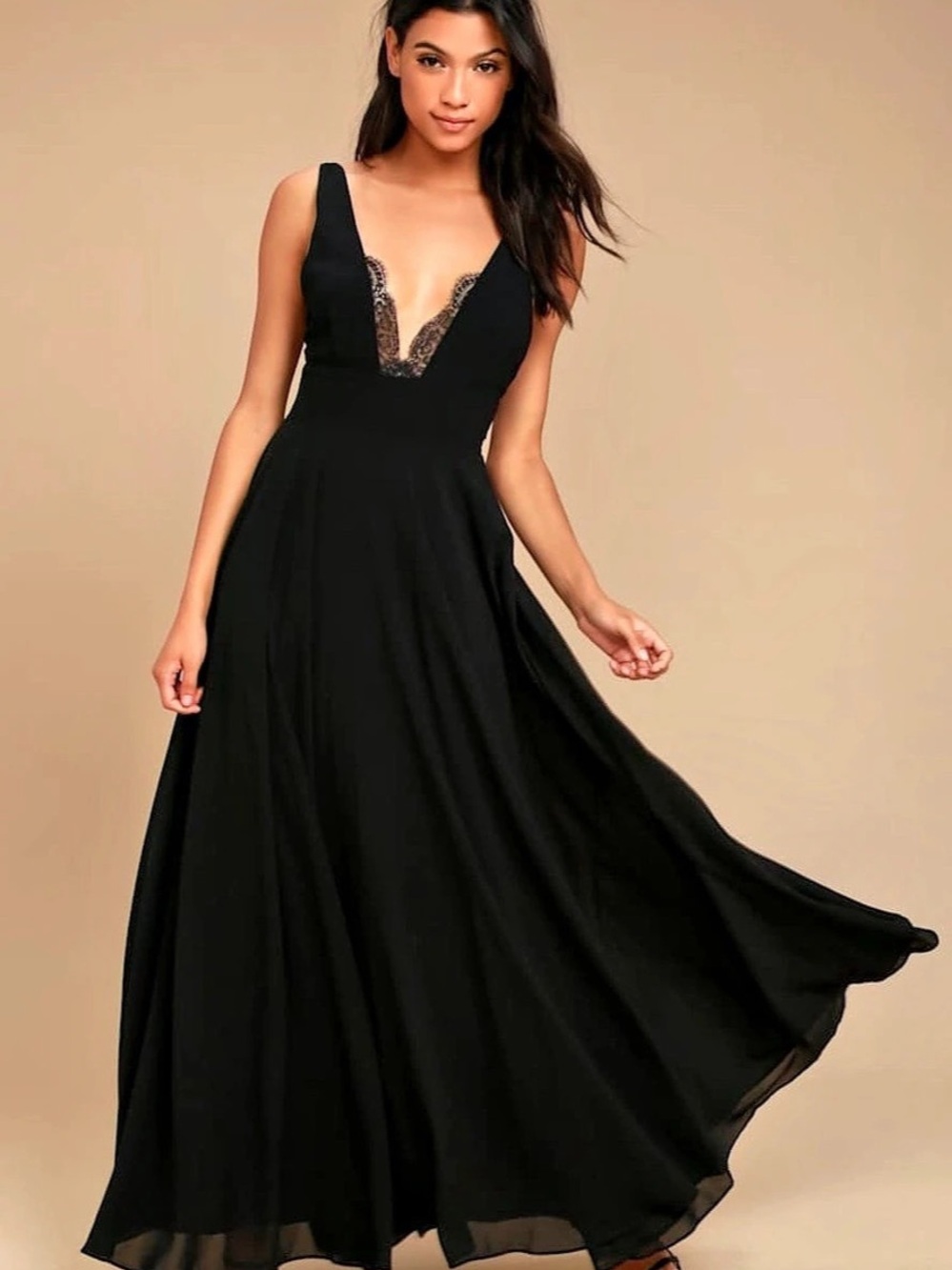 Lulus True Bliss Black Lace Wedding Guest Maxi Dress Black XL NWT
